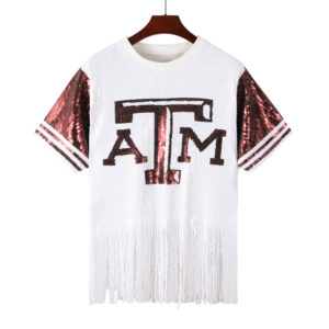 ATM Tassel Party Sequin Fashion Casual Dress Sequin Baseball Shirts Women Girls