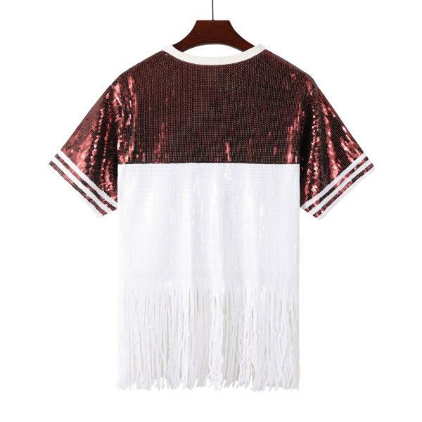 ATM Tassel Party Sequin Fashion Casual Dress Sequin Baseball Shirts Women Girls - 图片 2