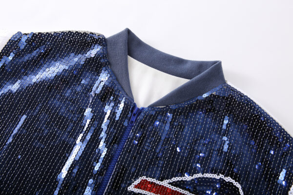Sequin Buffalo Jackets Long Sleeve Woman Bill Blue Sequin Lacket Football Jacket Coat - 图片 3