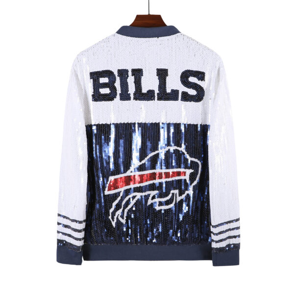 Sequin Buffalo Jackets Long Sleeve Woman Bill Blue Sequin Lacket Football Jacket Coat - 图片 2