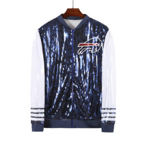 Sequin Buffalo Jackets Long Sleeve Woman Bill Blue Sequin Lacket Football Jacket Coat