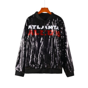 Women's Red & Black Sequin Rhinestone Jacket – Glitter Blazer Coat for Parties, Atlanta Style Evening Wear